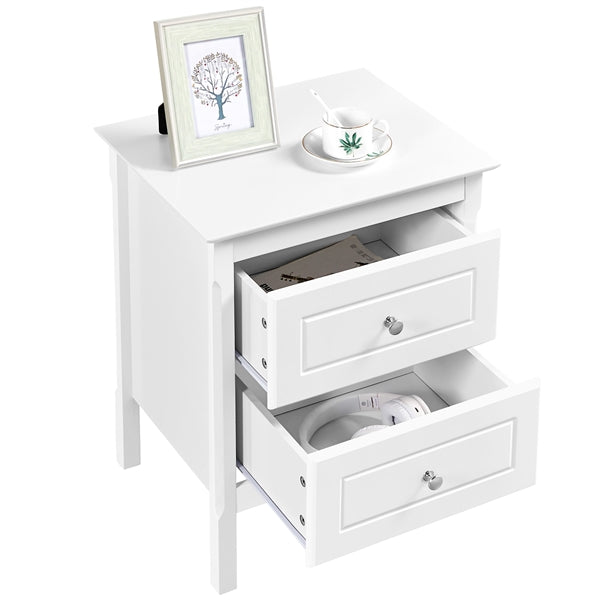 2pcs End Table with 2 Drawers Side Table Nightstand