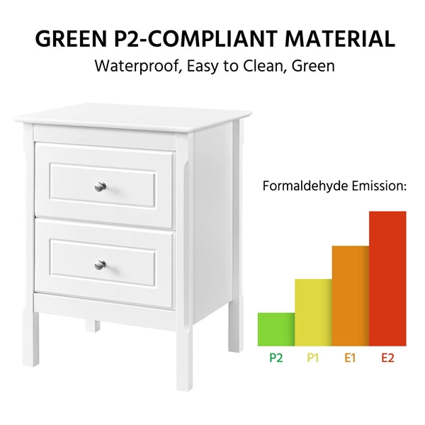 2pcs End Table with 2 Drawers Side Table Nightstand