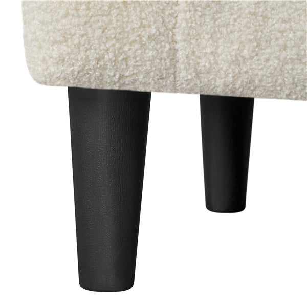 Ivory Boucle Barrel Chair – Curved Accent Armchair with Wood Legs