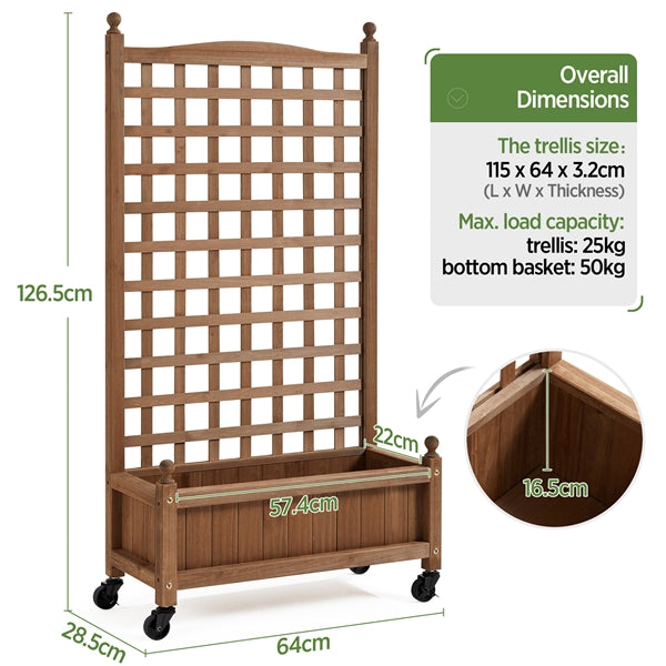 50" H Raised Garden Bed with Trellis planter Box for Vine Climbing Plant