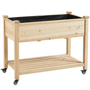 Raised Garden Bed Elevated Garden Bed with Wheels Fir Wood Planting Bed