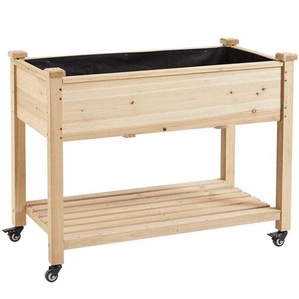 Raised Garden Bed Elevated Garden Bed with Wheels Fir Wood Planting Bed