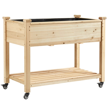 Raised Garden Bed Elevated Garden Bed with Wheels Fir Wood Planting Bed
