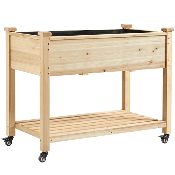 Raised Garden Bed Elevated Garden Bed with Wheels Fir Wood Planting Bed