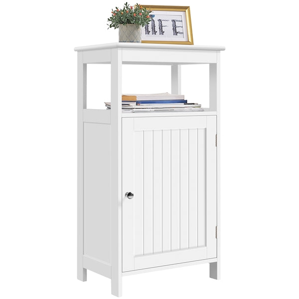 4-Tier Bathroom Floor Cabinet with Single Door & Adjustable Shelf