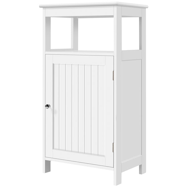 4-Tier Bathroom Floor Cabinet with Single Door & Adjustable Shelf