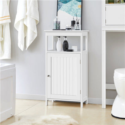 4-Tier Bathroom Floor Cabinet with Single Door & Adjustable Shelf