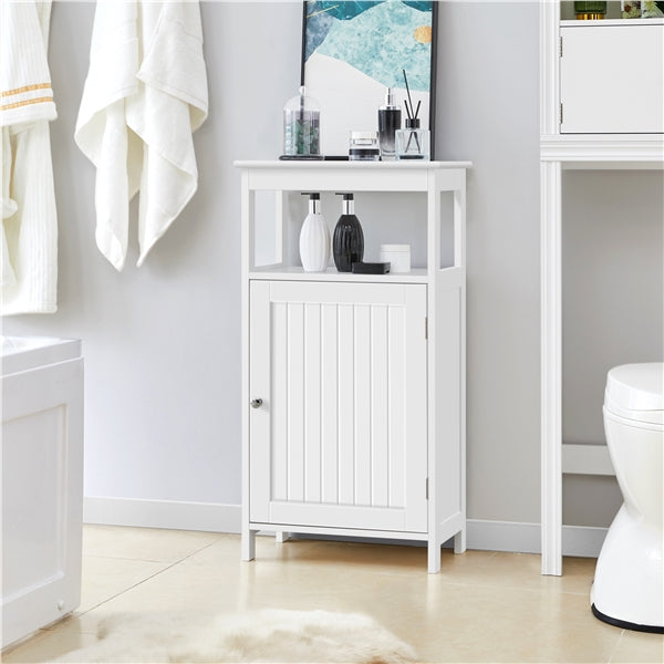 4-Tier Bathroom Floor Cabinet with Single Door & Adjustable Shelf