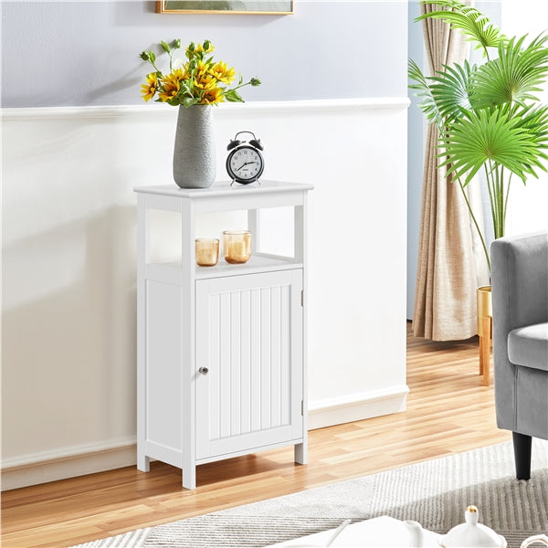 4-Tier Bathroom Floor Cabinet with Single Door & Adjustable Shelf