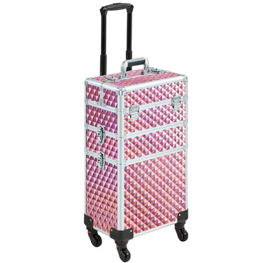 3-in-1 Rolling Makeup Train Case Portable Cosmetic Trolley