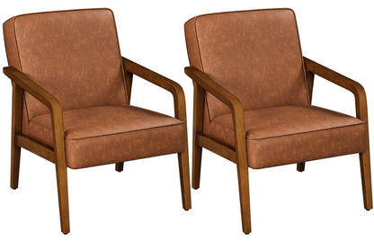 Set of Two Mid-Century Retro Modern Upholstered Lounge Chairs