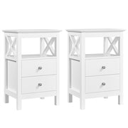 2PCS Farmhouse Bedside Table with 2 Drawer End Table Nightstand