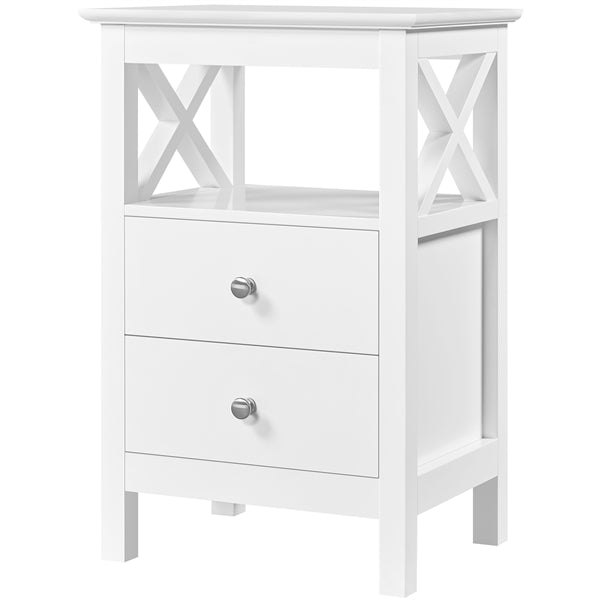 2PCS Farmhouse Bedside Table with 2 Drawer End Table Nightstand
