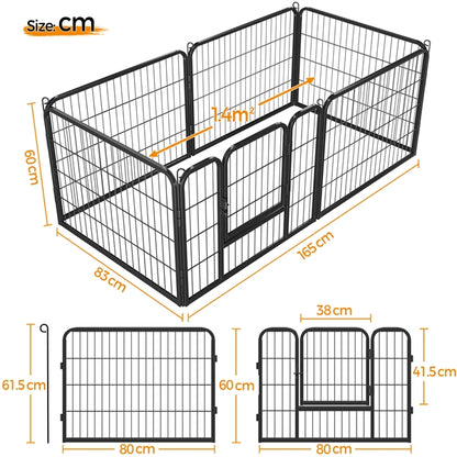 6 Panels Dog Playpen Foldable Metal Pet Playpen