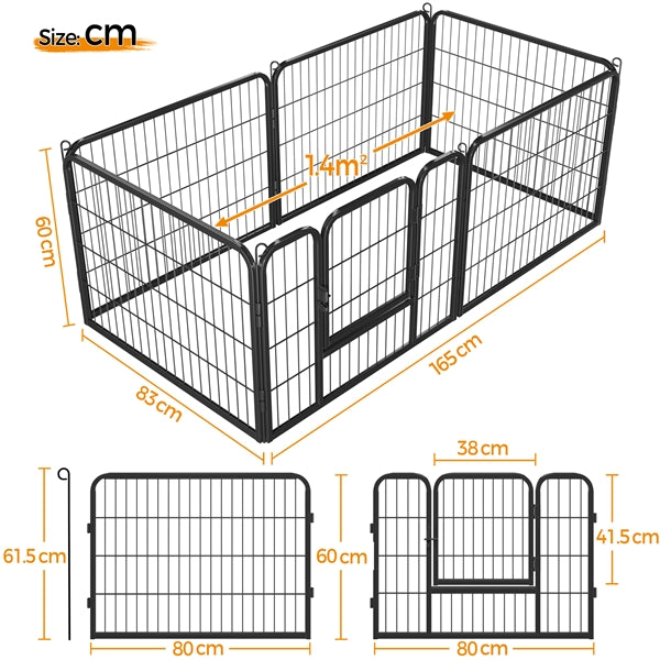 6 Panels Dog Playpen Foldable Metal Pet Playpen