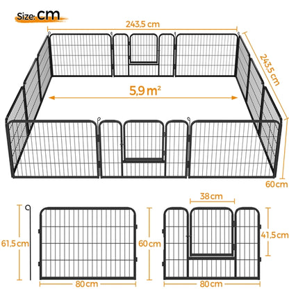 12 Panels Heavy Duty Dog Pen Pet Playpen Dog Exercise Barrier