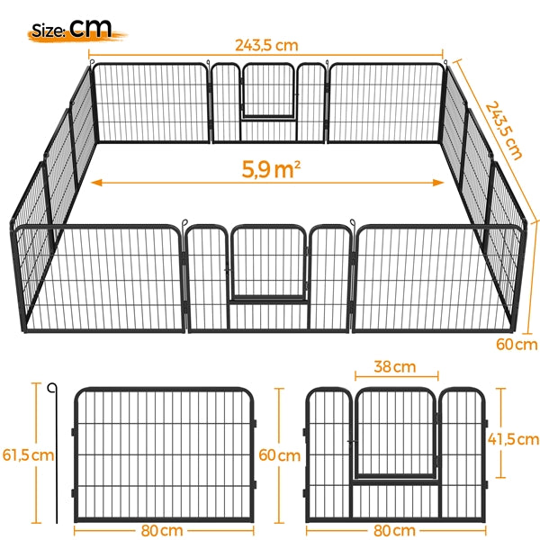 12 Panels Heavy Duty Dog Pen Pet Playpen Dog Exercise Barrier