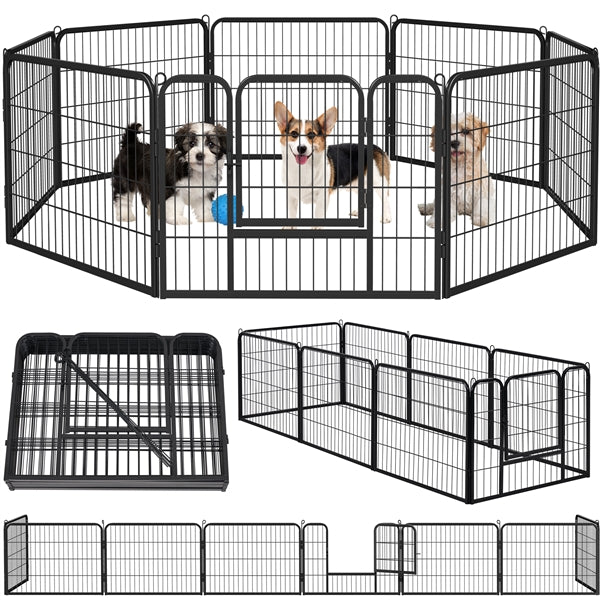 8 Panels Dog Playpen Metal Pet Playpen Iron Dog Cat Exercise Barrier