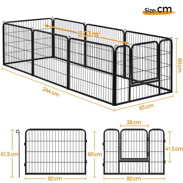 8 Panels Dog Playpen Metal Pet Playpen Iron Dog Cat Exercise Barrier