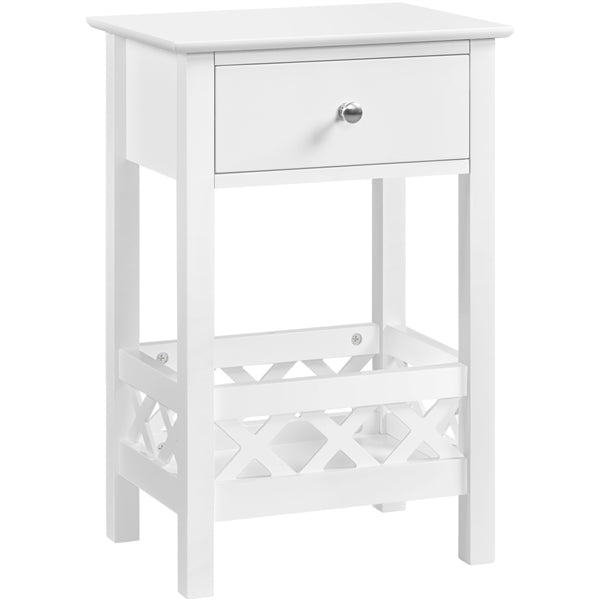 Bedside Table with 1 Drawer 1 Shelf with Fence Sofa Side Table Nightstand
