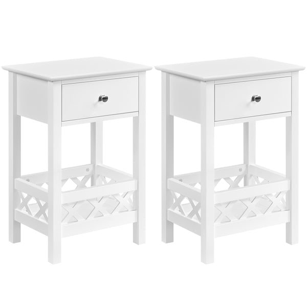 Bedside Table with 1 Drawer 1 Shelf with Fence Sofa Side Table Nightstand