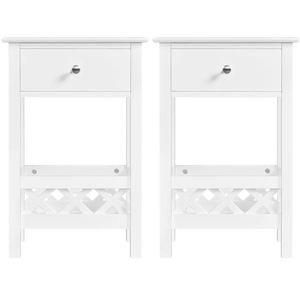 Bedside Table with 1 Drawer 1 Shelf with Fence Sofa Side Table Nightstand