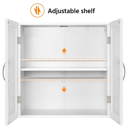 Wall Mount Cabinet Storage Organizer with Adjustable Shelf Cupboard Unit