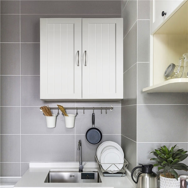 Wall Mount Cabinet Storage Organizer with Adjustable Shelf Cupboard Unit