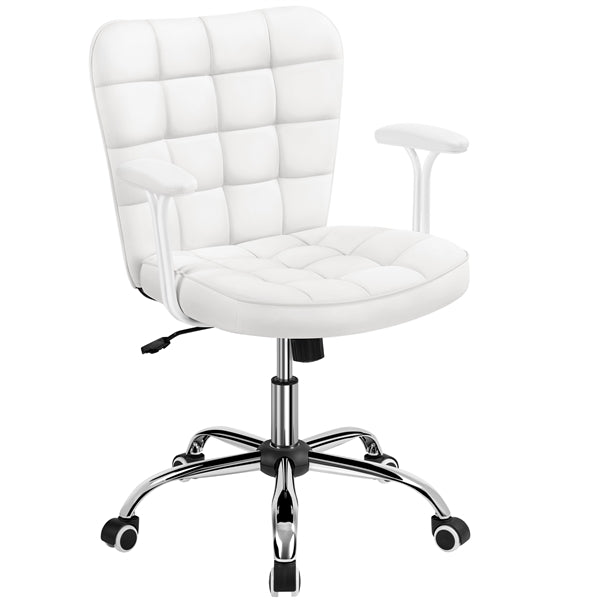 Mid-Back PU Leather Office Task Chair Computer Chair Vanity Chair