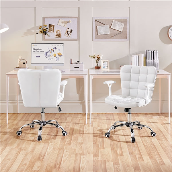 Mid-Back PU Leather Office Task Chair Computer Chair Vanity Chair