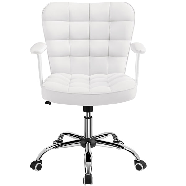 Mid-Back PU Leather Office Task Chair Computer Chair Vanity Chair