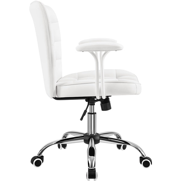 Mid-Back PU Leather Office Task Chair Computer Chair Vanity Chair
