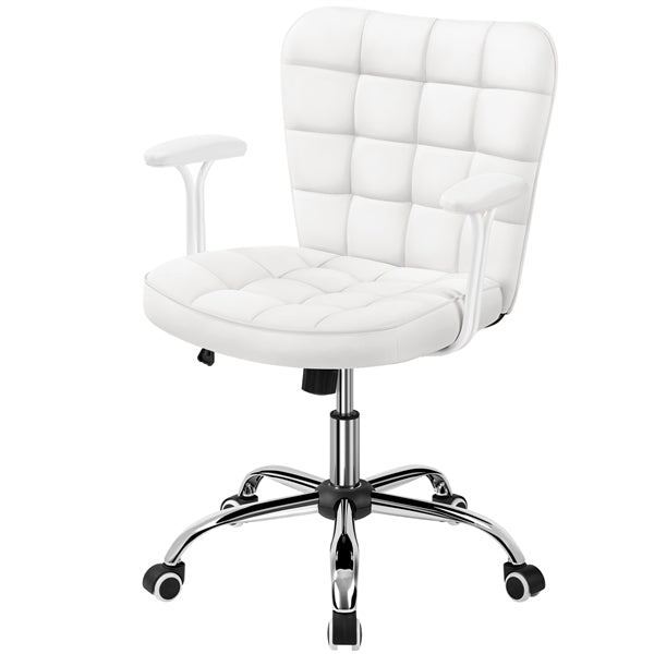 Mid-Back PU Leather Office Task Chair Computer Chair Vanity Chair
