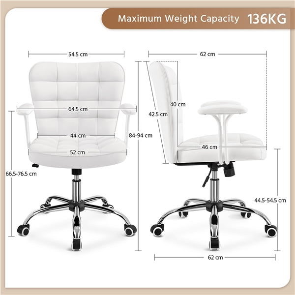 Mid-Back PU Leather Office Task Chair Computer Chair Vanity Chair