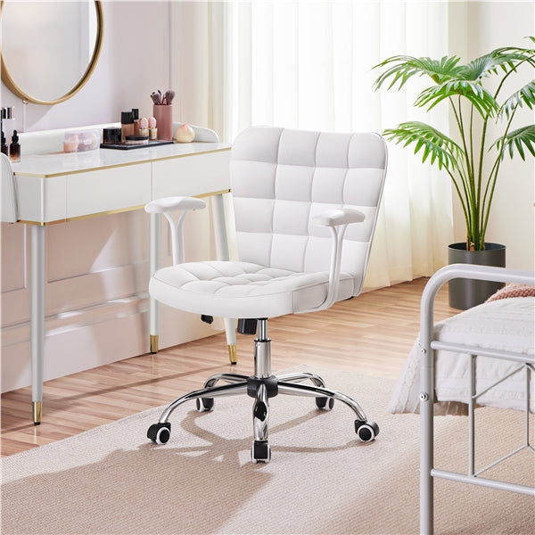 Mid-Back PU Leather Office Task Chair Computer Chair Vanity Chair