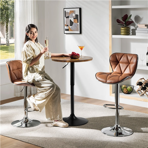 Adjustable Height Pub Table Counter Height Bistro Table w/ 360° Swivel Tabletop