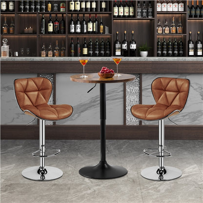 Adjustable Height Pub Table Counter Height Bistro Table w/ 360° Swivel Tabletop