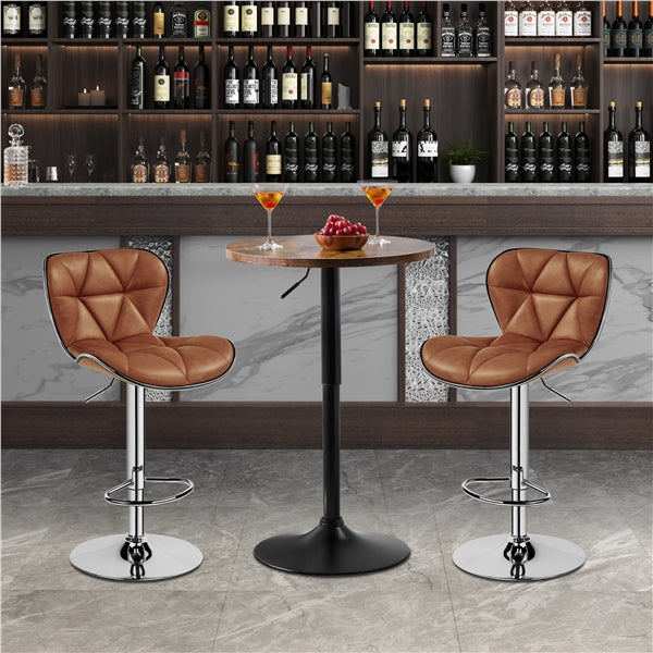 Adjustable Height Pub Table Counter Height Bistro Table w/ 360° Swivel Tabletop