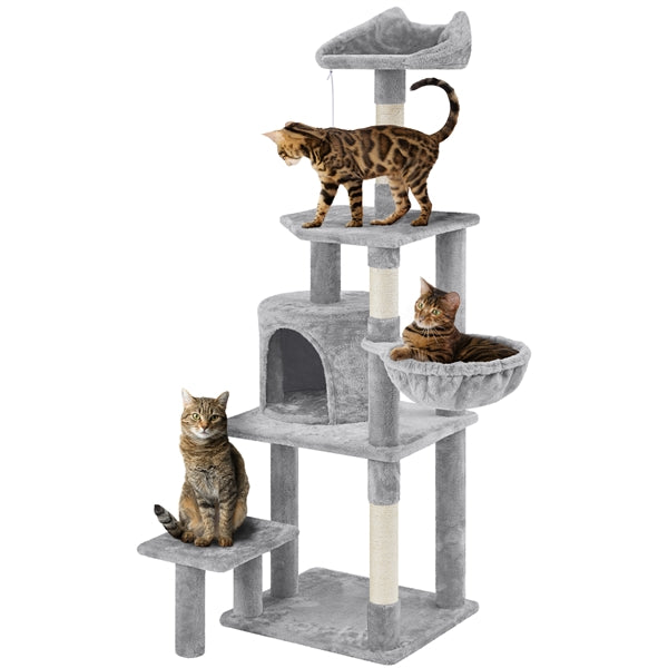 Yaheetech 57" Tall Cat Tree — Deluxe Multi-Level Cat Tower with Condo, Basket, Scratching Posts