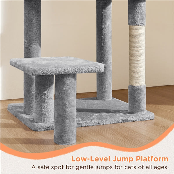 Yaheetech 57" Tall Cat Tree — Deluxe Multi-Level Cat Tower with Condo, Basket, Scratching Posts