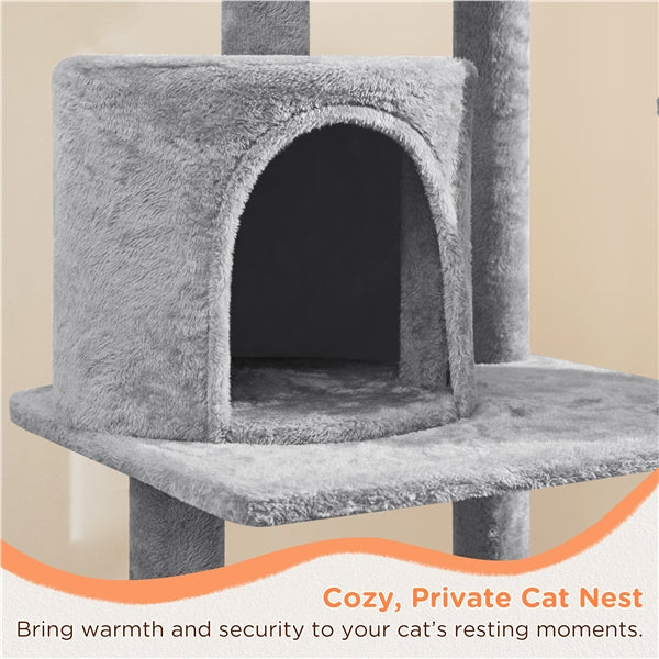 Yaheetech 57" Tall Cat Tree — Deluxe Multi-Level Cat Tower with Condo, Basket, Scratching Posts