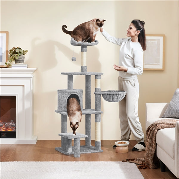 Yaheetech 57" Tall Cat Tree — Deluxe Multi-Level Cat Tower with Condo, Basket, Scratching Posts