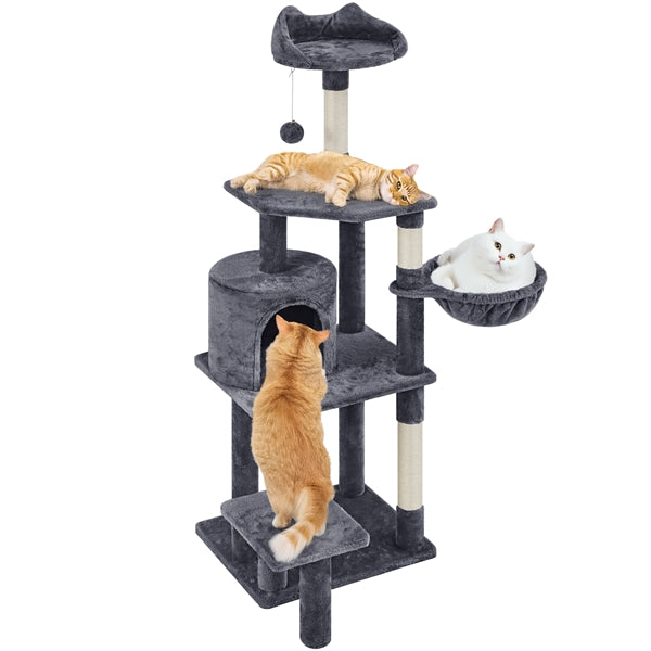 Yaheetech 57" Tall Cat Tree — Deluxe Multi-Level Cat Tower with Condo, Basket, Scratching Posts