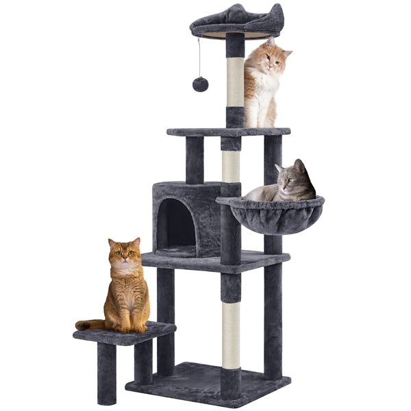 Yaheetech 57" Tall Cat Tree — Deluxe Multi-Level Cat Tower with Condo, Basket, Scratching Posts
