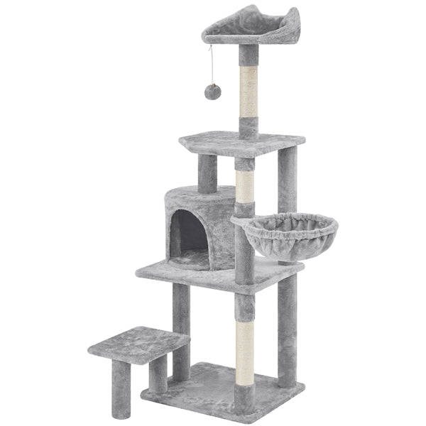 Yaheetech 57" Tall Cat Tree — Deluxe Multi-Level Cat Tower with Condo, Basket, Scratching Posts