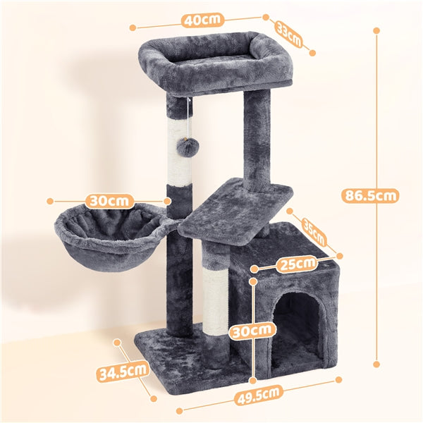 Cat Tower Plush Cover Cat Tree with Condo/Nest/Platform/Basket Big