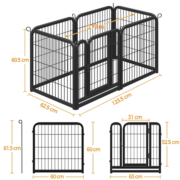 6 Panels Dog Pen Metal Pet Playpen Pet Fence
