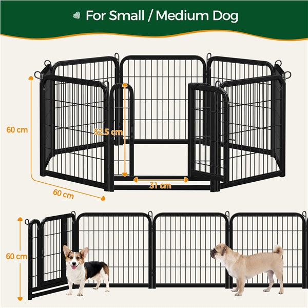 60cm Tall Dog Playpen Panels 8 Panels Dog Pen Metal Pet Playpen