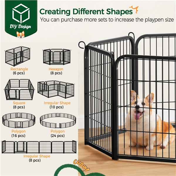 60cm Tall Dog Playpen Panels 8 Panels Dog Pen Metal Pet Playpen