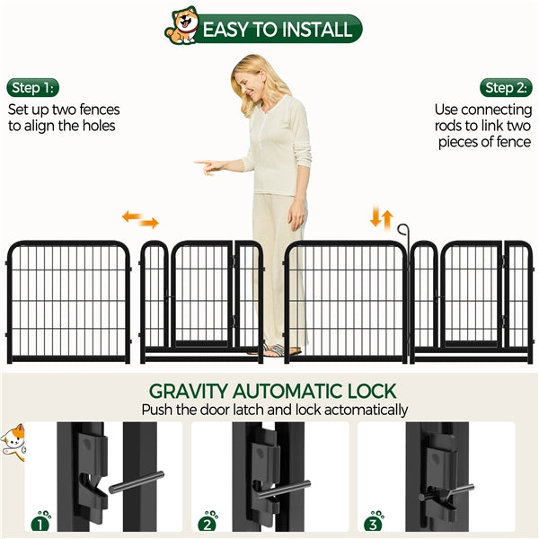 60cm Tall Dog Playpen Panels 8 Panels Dog Pen Metal Pet Playpen